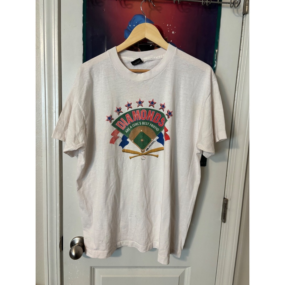 Vintage Screen Stars Best Diamonds Are A Girls Best Friend Baseball T-Shirt XL